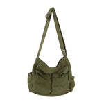 Sac messager en toile de couleur unie