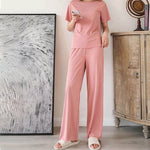 Ensemble de maison décontracté élégant et confortable à manches courtes (deux pièces)