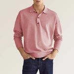 Polo Homme Décontracté à Col en V et Manches Longues