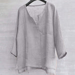 T-shirt Uni En Coton Et Lin