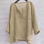 T-shirt Uni En Coton Et Lin