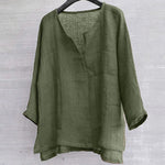 T-shirt Uni En Coton Et Lin