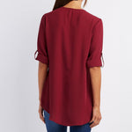 Camicette semplici con patchwork con scollo a V