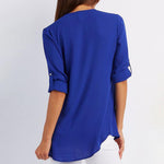 Camicette semplici con patchwork con scollo a V