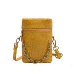 Petit Sac à Bandoulière Chaîne en Motif de Crocodile
