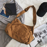 Sac messager en toile de couleur unie