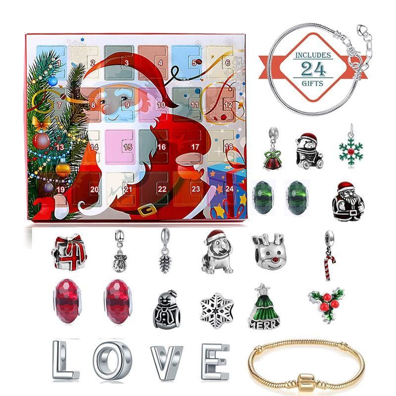 Calendrier De Compte à Rebours 24 jours Bricolage Perlé Boîte Aveugle Cadeau De Noël Bracelet