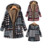 Ciaovie™ Manteau Vintage à Capuche Imprimée Dot Hiver Chaud