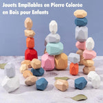 Pierres en Bois Colorées Empilables - Enfants Puzzle Jouet