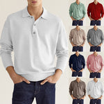 Polo Homme Décontracté à Col en V et Manches Longues