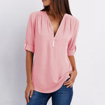 Camicette semplici con patchwork con scollo a V