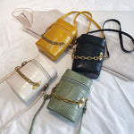 Petit Sac à Bandoulière Chaîne en Motif de Crocodile