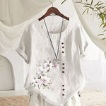 Chemise En Lin Et Coton A Fleurs