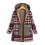 Ciaovie™ Manteau Vintage à Capuche Imprimée Dot Hiver Chaud