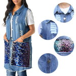 Ciaovie™ Femmes Veste en Jean sans Manches Denim Vintage