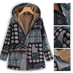 Ciaovie™ Manteau Vintage à Capuche Imprimée Dot Hiver Chaud