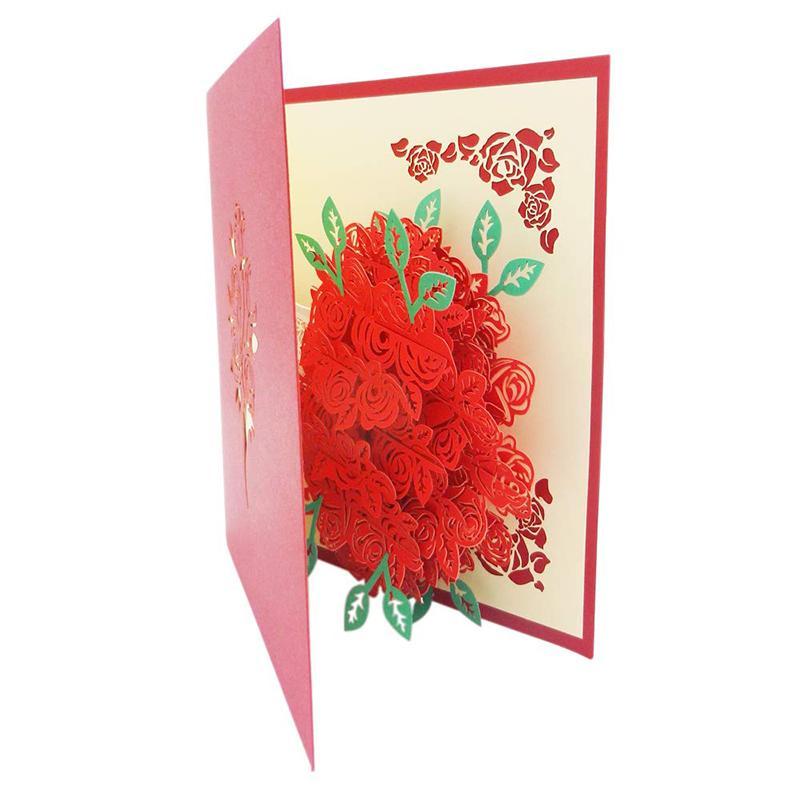 Carte pop-up Bouquet de roses - Carte de la Saint-Valentin