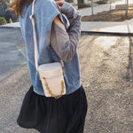 Petit Sac à Bandoulière Chaîne en Motif de Crocodile