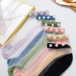 Chaussettes Transparentes avec Perles pour Femmes
