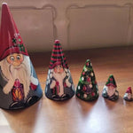 Poupées gigognes en bois gnome scandinave faites à la main (5 pièces)
