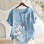Chemise En Lin Et Coton A Fleurs