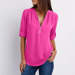 Camicette semplici con patchwork con scollo a V