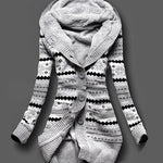 Ciaovie™ Hiver Cardigan Sweat Tricoté à Bouton à Capuche