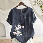 Chemise En Lin Et Coton A Fleurs