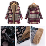 Ciaovie™ Manteau Vintage à Capuche Imprimée Dot Hiver Chaud