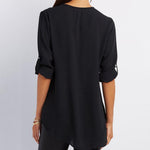 Camicette semplici con patchwork con scollo a V