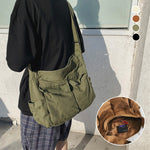 Sac messager en toile de couleur unie