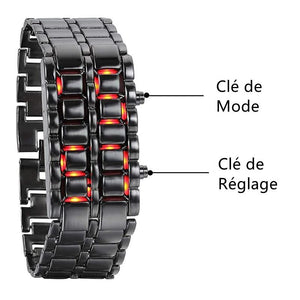 Montre-bracelet Numérique à LED en Acier Inoxydable Design Lave pour Hommes