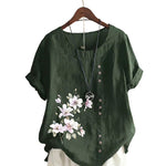 Chemise En Lin Et Coton A Fleurs