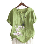 Chemise En Lin Et Coton A Fleurs